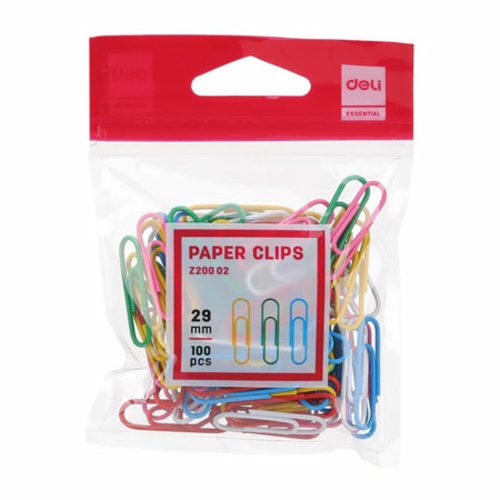Paper Clips Colour Plain Ref Z20002, 28mm, Nickel Plated [Pk 100], Deli mauritius