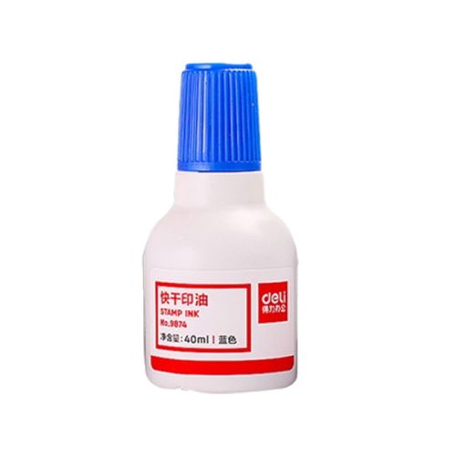 Stamp Ink Ref 9874, 40ml Blue, Deli mauritius