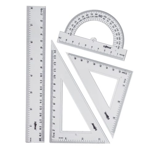 Plastic Ruler Set Ref DOL-RS1220 20cm Ruler,10 & 14cm Triangle Ruler ,10 cm Protractor Dolphin mauritius