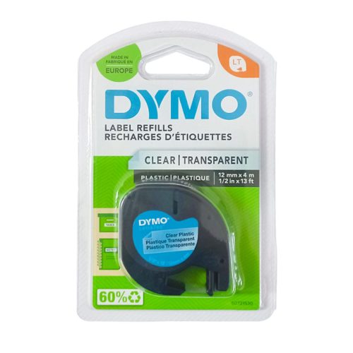 Letratag 12mm x 4m plastic clear dymo mauritius