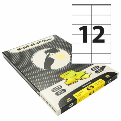 multi-purpose white labels w105xd48mm 12 labels/a4sheet [pk 100sheets] smart mauritius