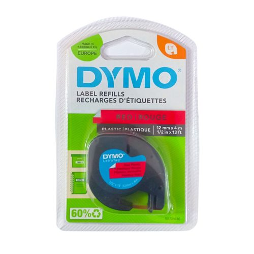 tape letratag 12mm x 4m plastic red dymo mauritius