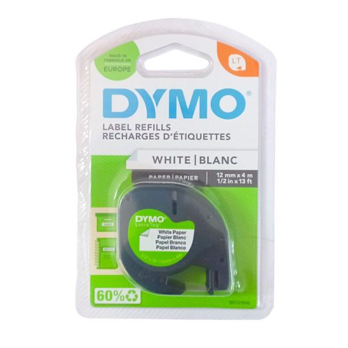 tape letratag 12mm x 4m paper white dymo mauritius