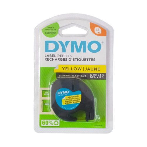 tape letratag 12mm x 4m plastic yellow dymo mauritius