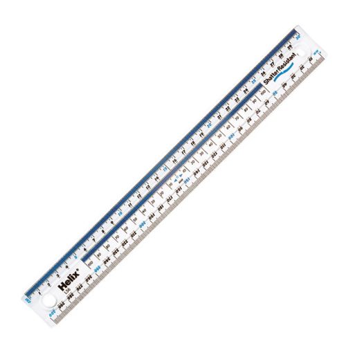 Plastic Ruler Flexible, 12"/ 30cm Transparent, Helix mauritius