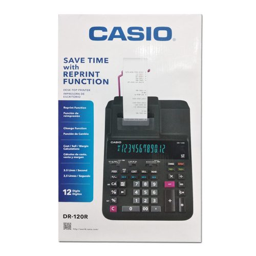 Desktop Printer Calculator Ref DR-120R-BK 12 Digits, D376*W204*H111mm Casio