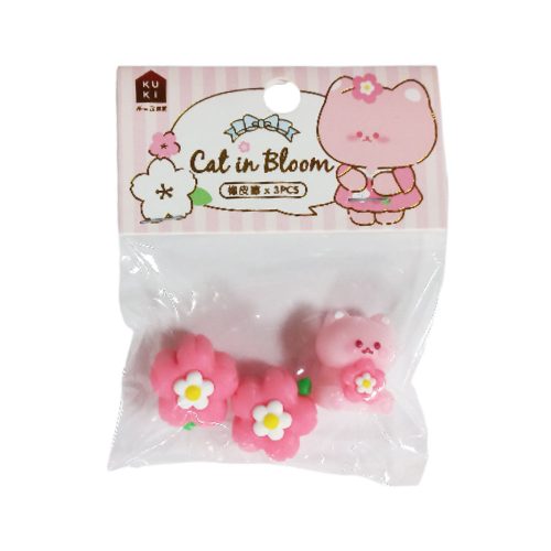 Eraser Ref KK-7481, Sakura Cat In Bloom [Pk 3], Meli Melo mauritius
