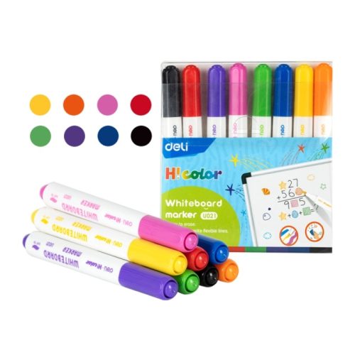 Whiteboard Marker Ref U021 8 Colors, Soft Tip Deli