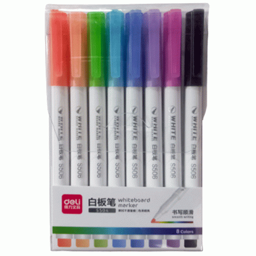 Whiteboard Marker Ref S504 Bullet Tip: 1mm, 8 Colors Deli
