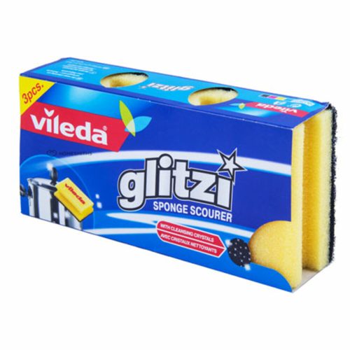 Sponge Scourer Ref 222075 Glitzi Crystal, W95*D73*T45mm [Pk 3] Vileda