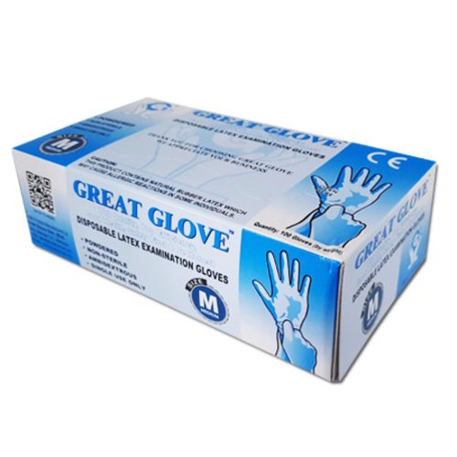 Gloves Latex Disposable Gloves Medium [Pk 100] Great Gloves
