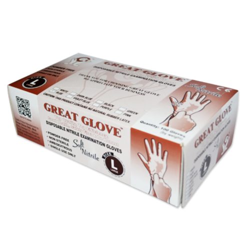 Gloves Nitrile Examination Gloves Large [Pk 100] Great Gloves