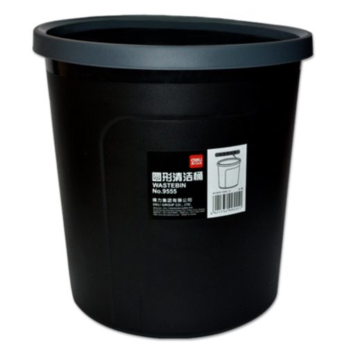 Waste Bin Ref 9555 Ø256xH263mm ,10L ,Plastic Black Deli