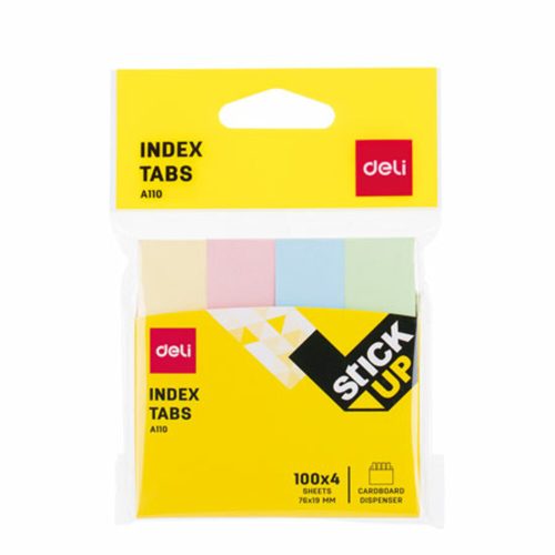 Sticky Notes Ref A11002 Index Tabs [76*19mm]100 Shts x 4 Col Deli