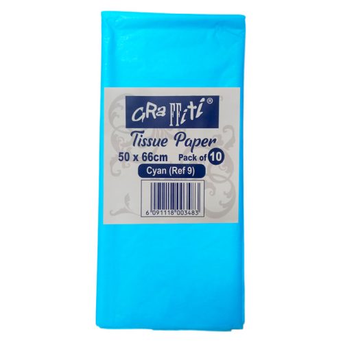 Paper Mousseline Ref 10B-9 Cyan, 10 Sheets Graffiti