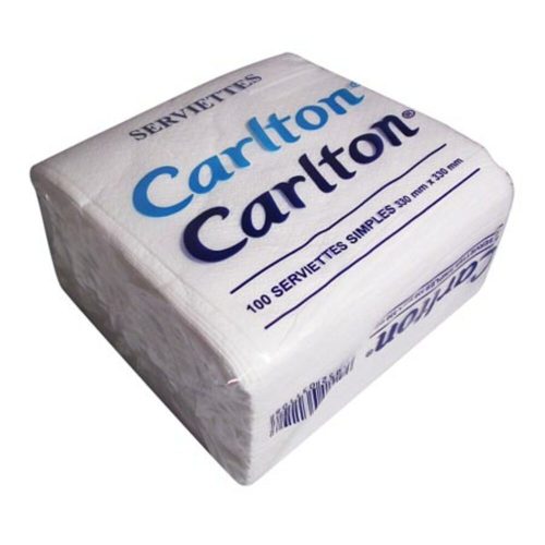 Napkins White L330*W330mm, 1 Ply [Pk 100] Carlton