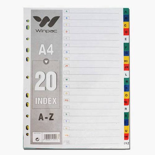 Index Card PP Plastic  A4, A-Z Tabs  Winpac