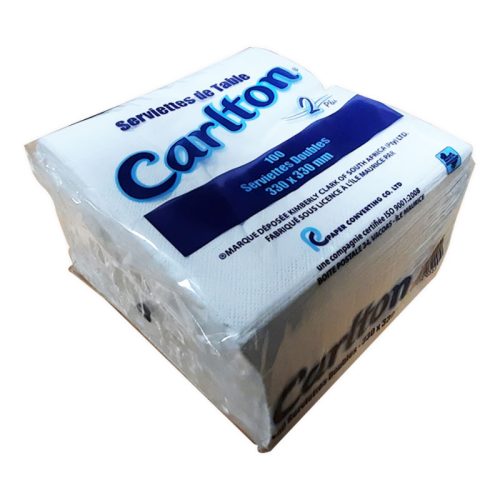 Napkins White L330*W330mm, 2 Ply [Pk 100]  Carlton