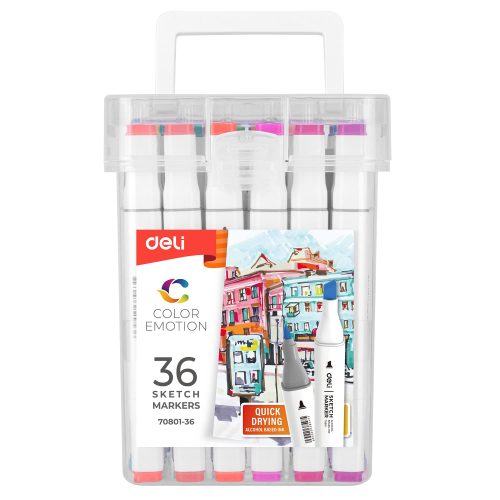 Sketch Twin Marker Ref 70801-36 36 Colours, 7mm Chisel & 1mm Bullet Deli