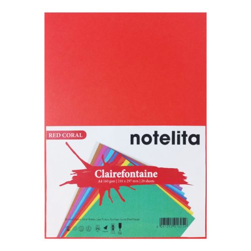 Bristol Paper Ref 1004C A4 Red Coral, 160gsm [Pk 20] Clairefontaine