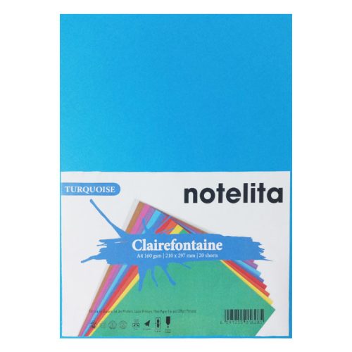 Bristol Paper Ref 1022C A4 Turquoise, 160gsm [Pk 20] Clairefontaine