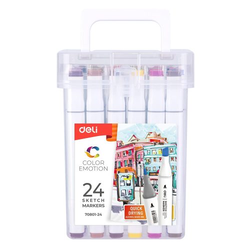 Sketch Twin Marker Ref 70801-24 24 Colours, 7mm Chisel & 1mm Bullet Deli