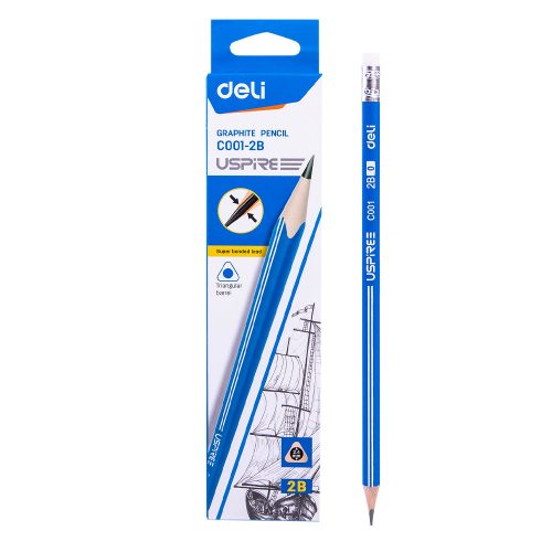 Wood Pencil With Eraser Ref C001-2B 2B [Pk 12] Deli