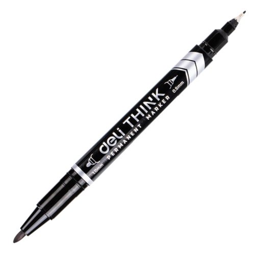 Marker Twin Name Pen Ref EU211-BK Two Tips:1.0mm/0.5mm, Black  Deli