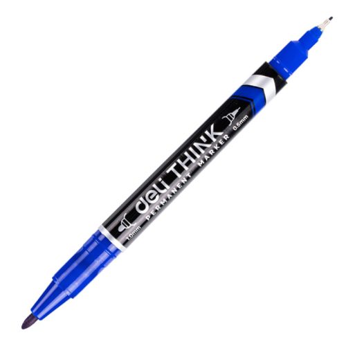 Marker Twin Name Pen Ref EU211-BL Two Tips:1.0mm/0.5mm, Blue  Deli