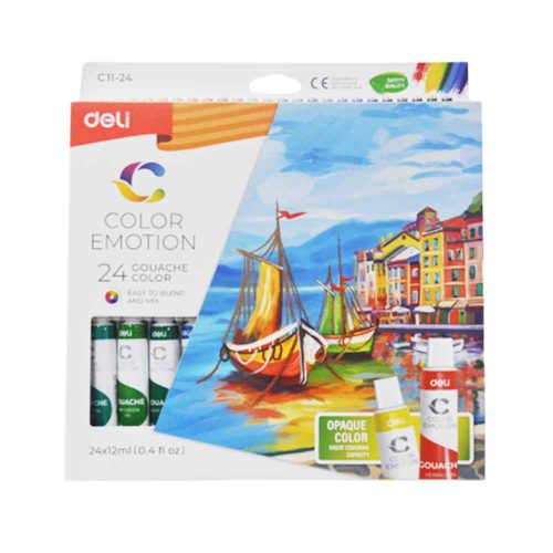 Gouache Ref C11-24 24 Colors, 12 ml/tube Deli