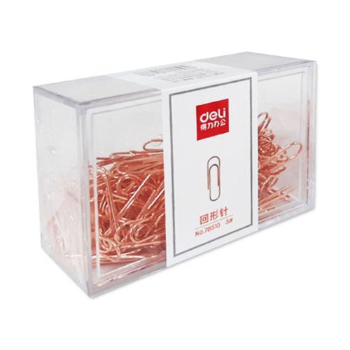 Paper Clips Copper Ref 78510 29mm, With Box Holder  Deli