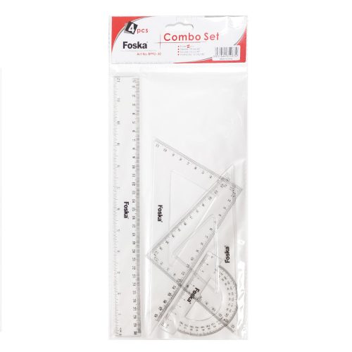 Ruler Set Ref BP92-30 Ruler-30cm, Set Square-18/13cm, Protractor-10cm Foska