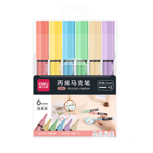 Acrylic Marker Ref S582 6 Pastel Colours Deli