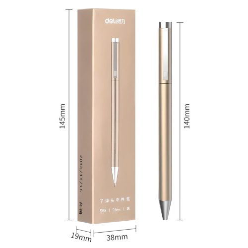 Gel Pen Balance NS999ES
Bullet Tip 0.5mm:Gold
Deli