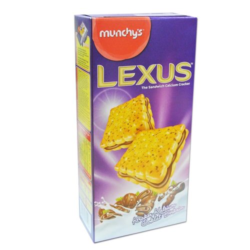 Biscuits Lexus
160g [Vegetable, Cheese, Chocolate]
Munchy's