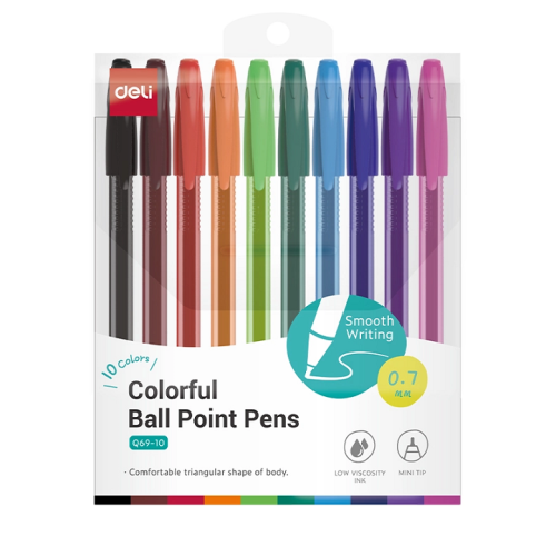 Ball point pen Q69-10
Mini tip:0.7mm,10 colors
Deli